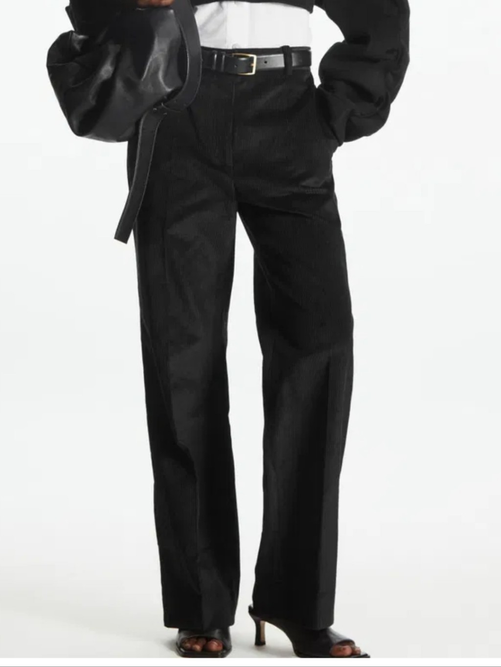 Cos High Rise Corduroy Flare Trouser In Black